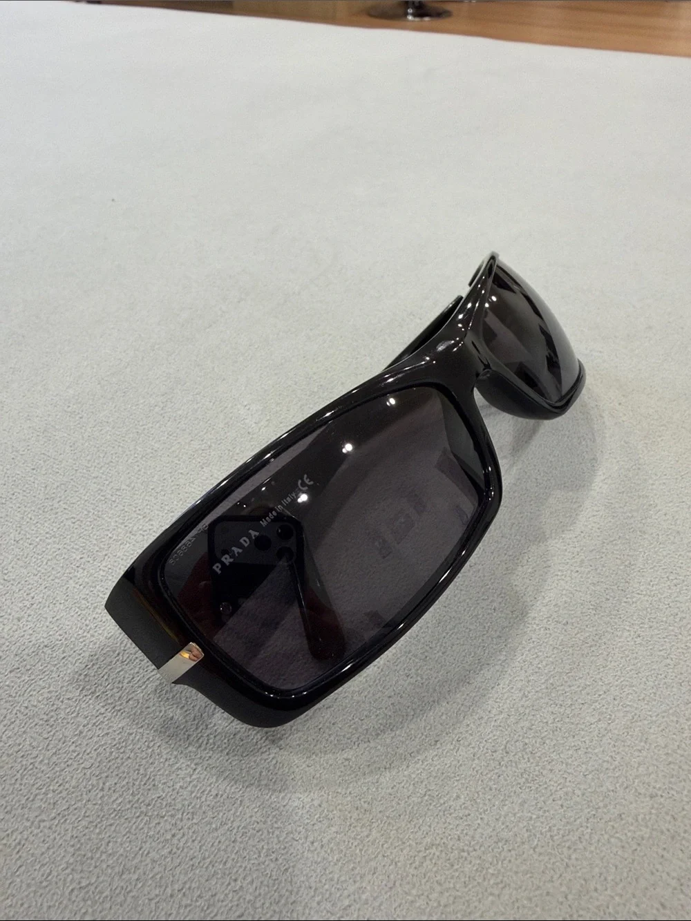 Prada SPR 08G 1AB-1A1 Black Shield Sunglasses – Made in Italy